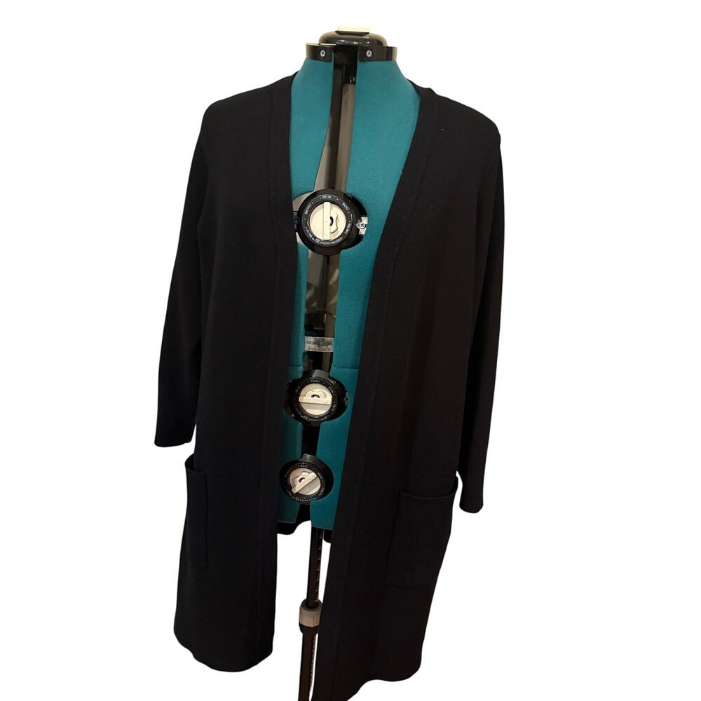 Torrid Black Open Front Longline Cardigan Sweater Women’s Size 3 Pockets EUC